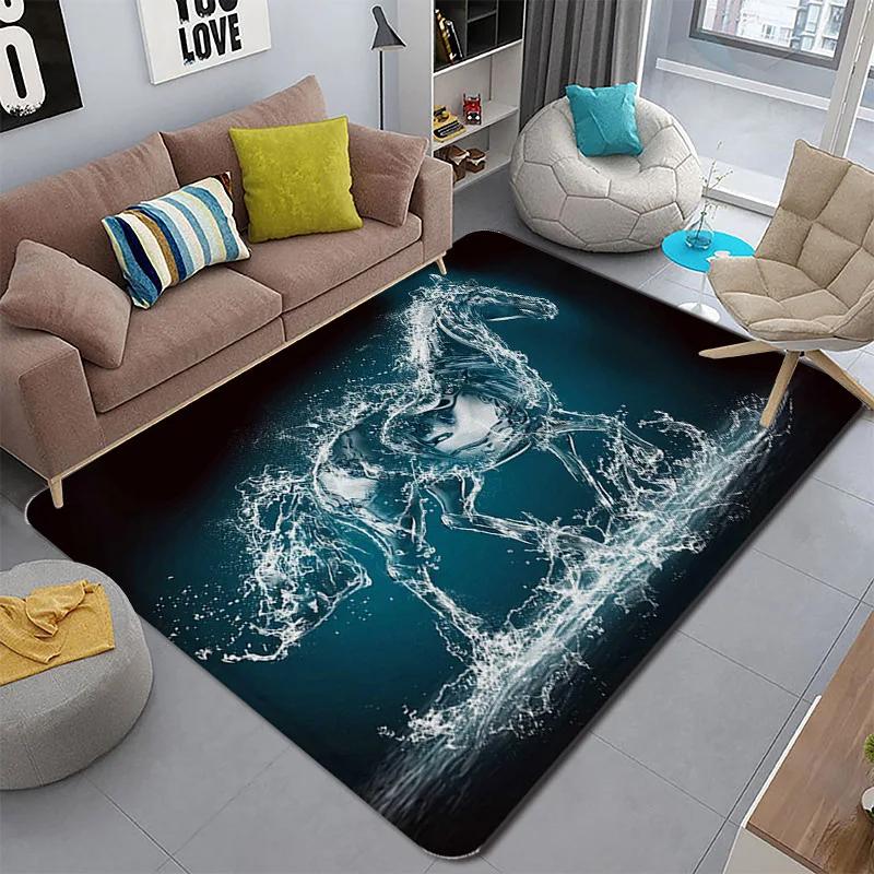 Home Living Room Carpet Children's Crawling Mat Crystal Velvet 3D Printing Floor  Non-slip Sitting Blanket