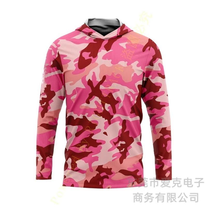 Mens Quick-Dry UV Protection Fishing Jacket With Hood Camouflage Outdoor Long Sleeve Sunproof Coat