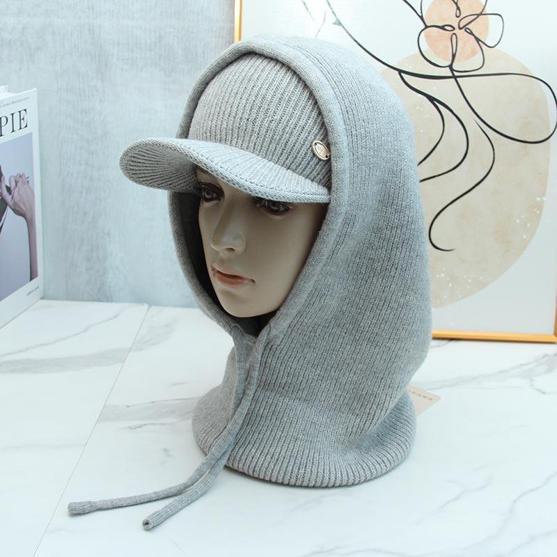 Scarf neck cover integrated versatile thickened autumn and winter fake collar hat women's ear protectors knitted hat hooded collar wool hat