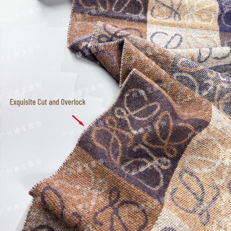 In-Stock Checkerboard Pattern Cashmere Wool Scarf Snood - High-End, Warm, Comfortable, Unisex