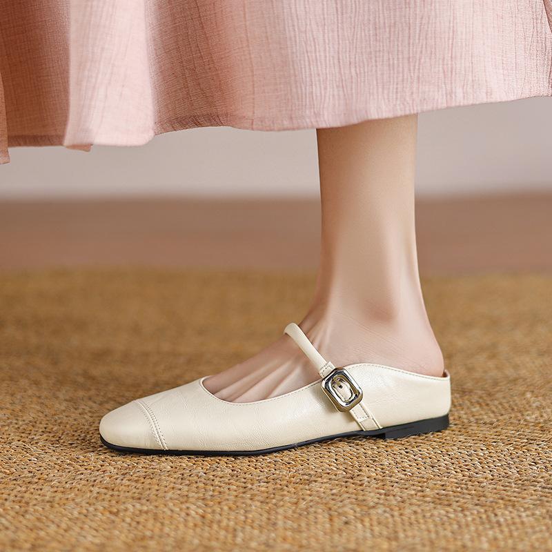 Fashion Shoes Low Woman's Slippers Slides Square Toe 2025 Soft Cover Hoof Heels Rome Fabric Casual Rubber PU Leisure Shoes Woman 2025 Lo