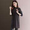 Turtleneck Knitted Dress for Women Loose Mid-length Sweater Dress Solid-color Casual Pullover Autumn and Winter