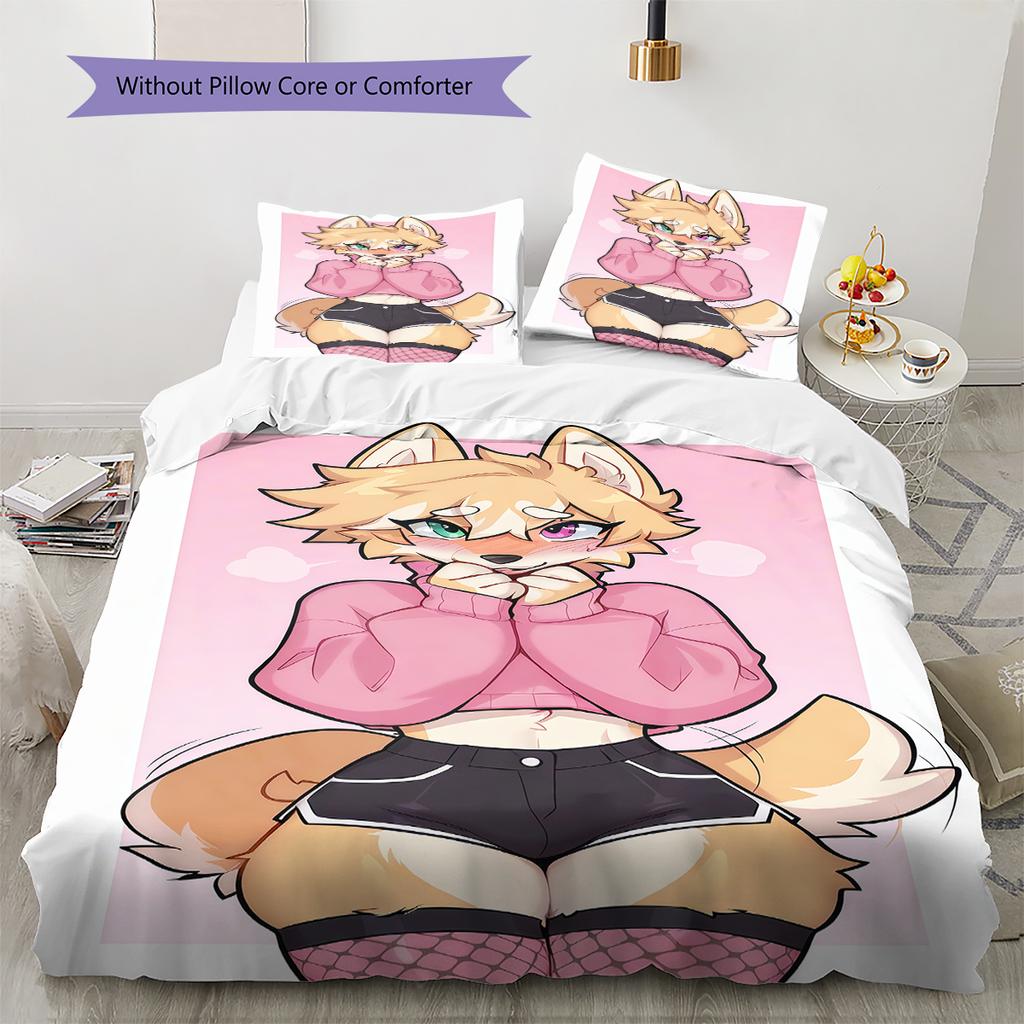 Anime-mönstrat sängkläder täcke set påslakan örngott Heminredning Födelsedagspresent (1 * påslakan + 2 * örngott, utan kärna)