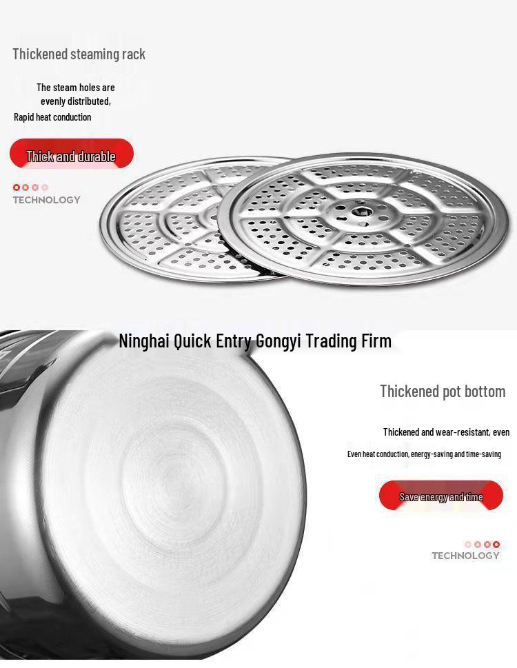 Large Dual-Layer Stainless Steel Steamer & Soup Pot for Induction and Gas Stoves