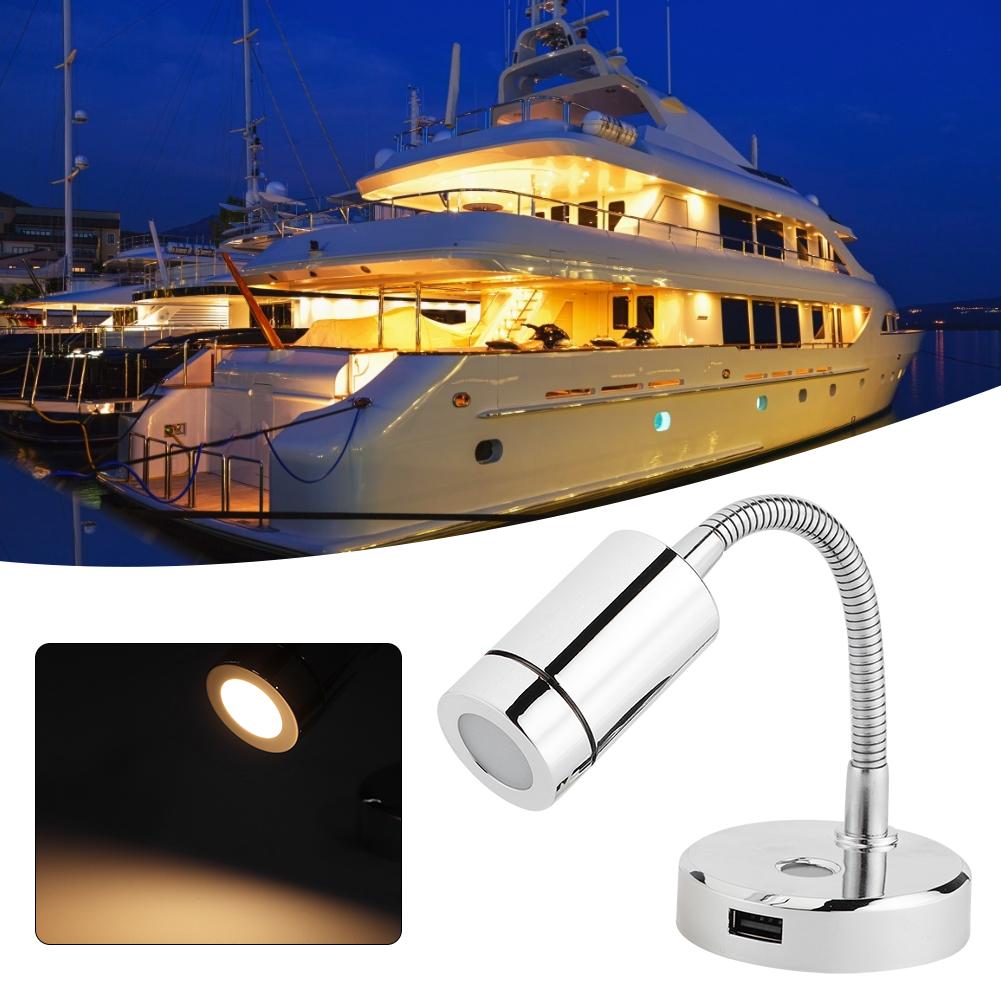12VDC 1500LM LED Reading Light Rotation Adjustable Marine Car Table Lamp with USB Charging Interface