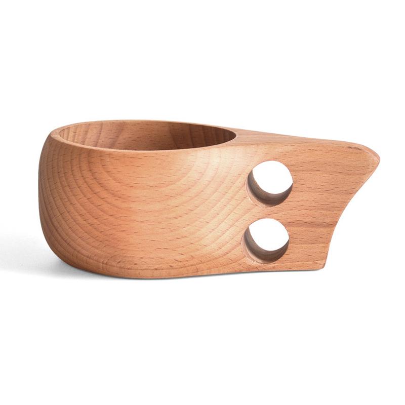 1Pc Wooden Cup Finland Kuksa Wood Mug  Outdoor Camping Cup Coffee Tea Mug Breakfast Juice Milk Mug Portable Picnic Drinking Cup