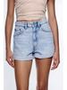 High-Waisted French Style Rolled Hem Denim Shorts