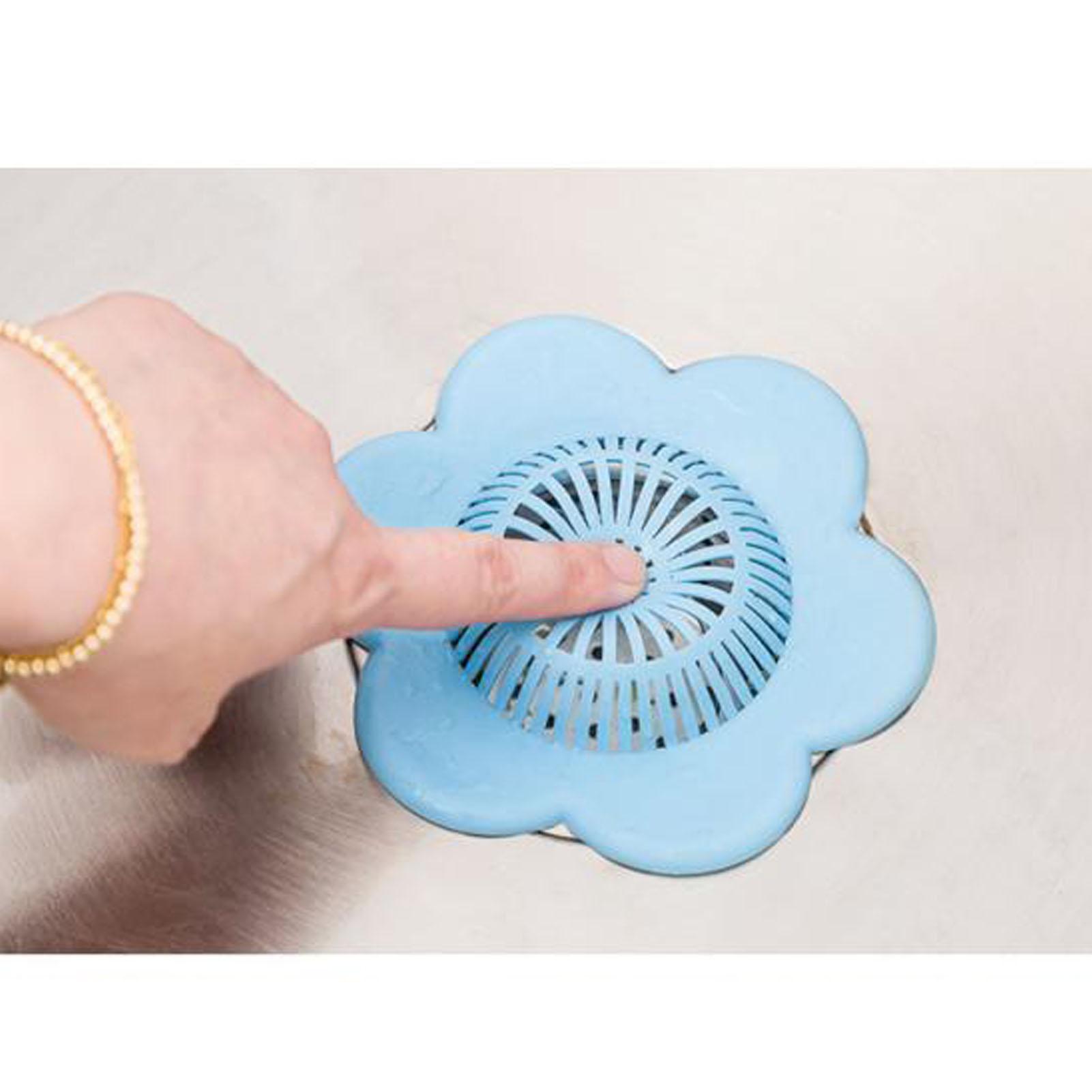 

PVC Sink Strainer Clogging Prevention Drain Filter Cover Suction Cup Drainage Outlet Stopper for Kitchen Bathroom Blue синий