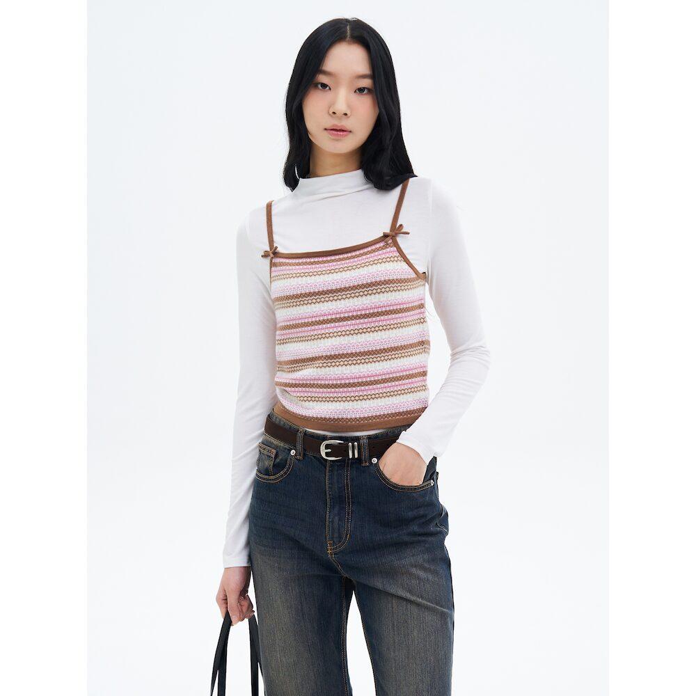 8Seconds Multi-Stripe Sleeveless Yellowish Brown Ochre/S