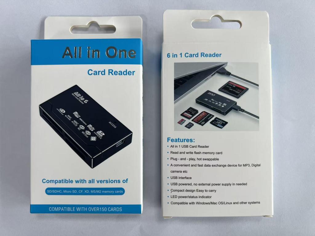 In Stock USB Multi-function Six-Port Mobile Phone & Camera High-Speed Card Reader with Password Protection