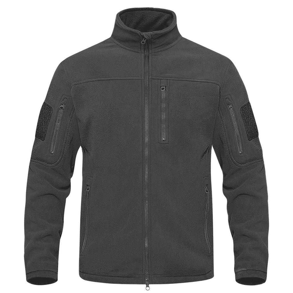 Men's Fashionable Casual Standing Collar Fleece Jacket With Zipper For Warmth And Mountain Climbing Top