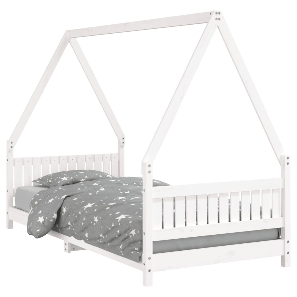 Vidaxl Children's Bed Frame, White, 90X200 Cm, Pine Wood