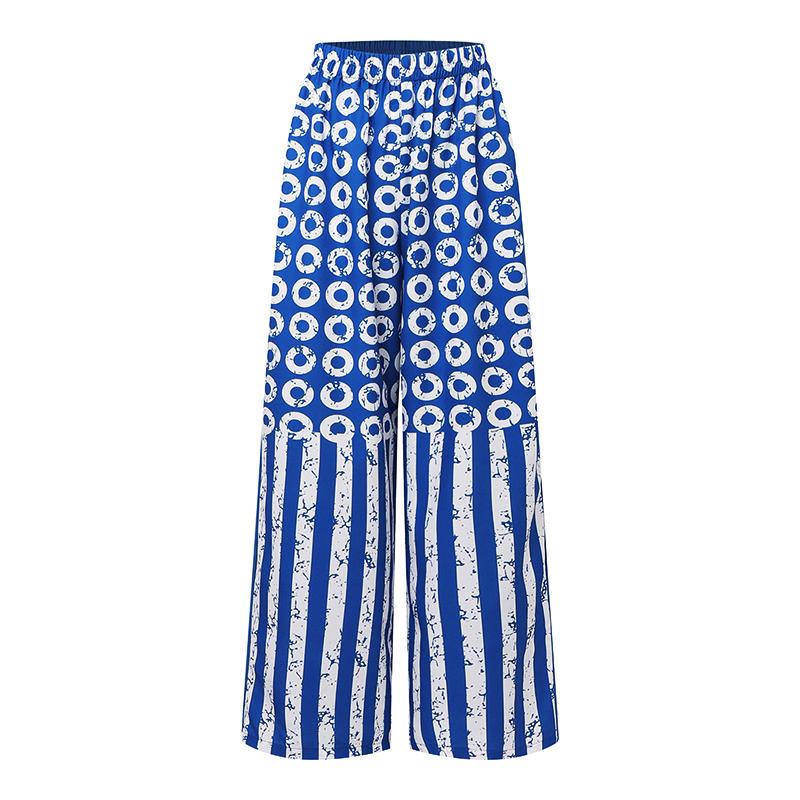 Damen-Sets in Übergröße, V-Ausschnitt, langärmlig, bedruckt, Oberteil und gerade Hose