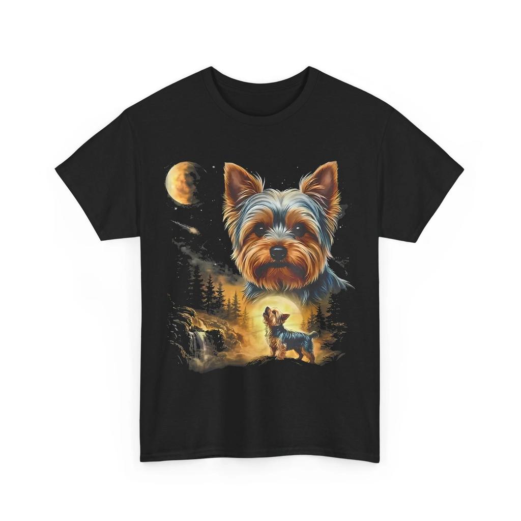Yorkie Howling To The Moon Vintage T-Shirt