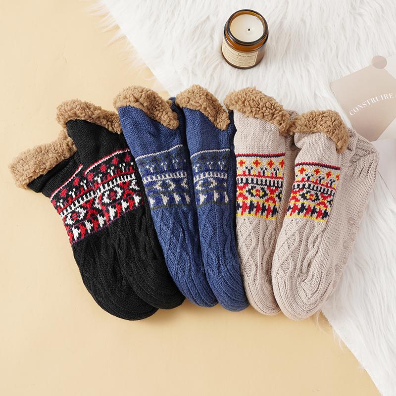 Plus Size Fall and Winter Floor Socks Home Warm Women's Men's Snow Socks Slippers Women's Non-slip Yoga Socks Sleep Carpet