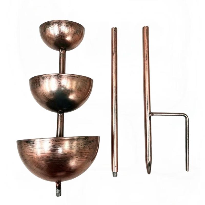 Metal Bird Bath Stake with Three Bowls for Garden Use, Rainwater Water Rest for Birds and Butterflies on Open Lawn