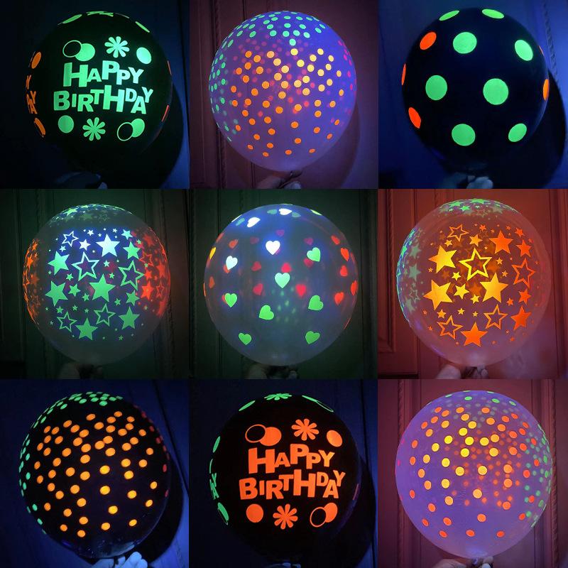 Happy Birthday Glow Balloons Party Supplies Fluorescent Balloons for Black Light Birthday Party