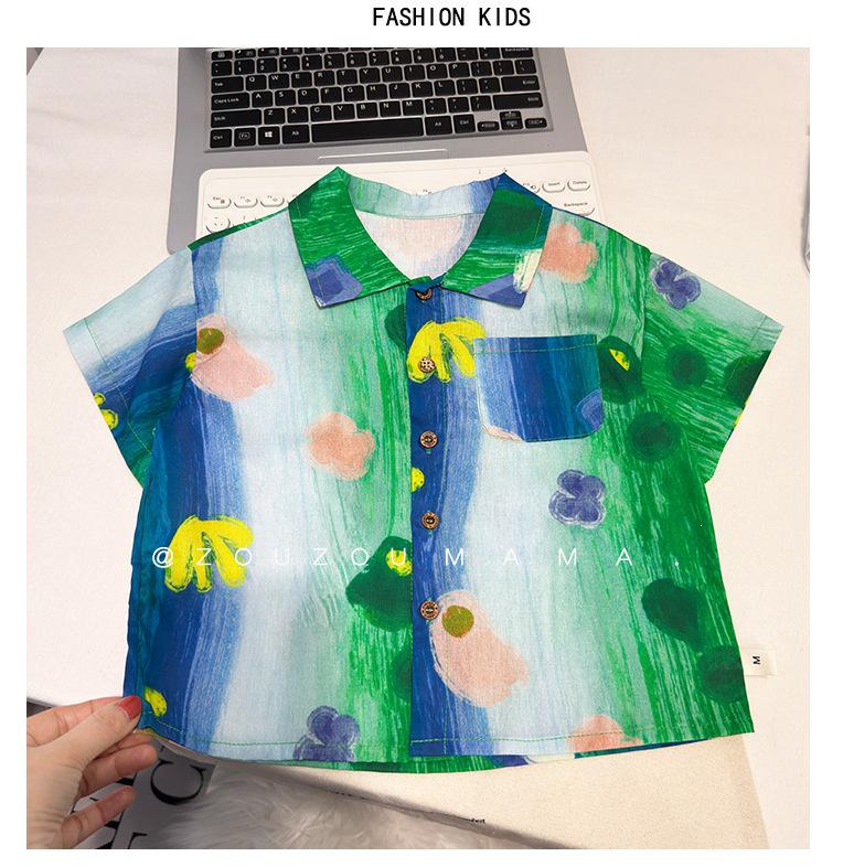 2026 Boys' Summer Floral Short-Sleeve Shirt - Stylish, Thin, Loose-Fit Children's Wear