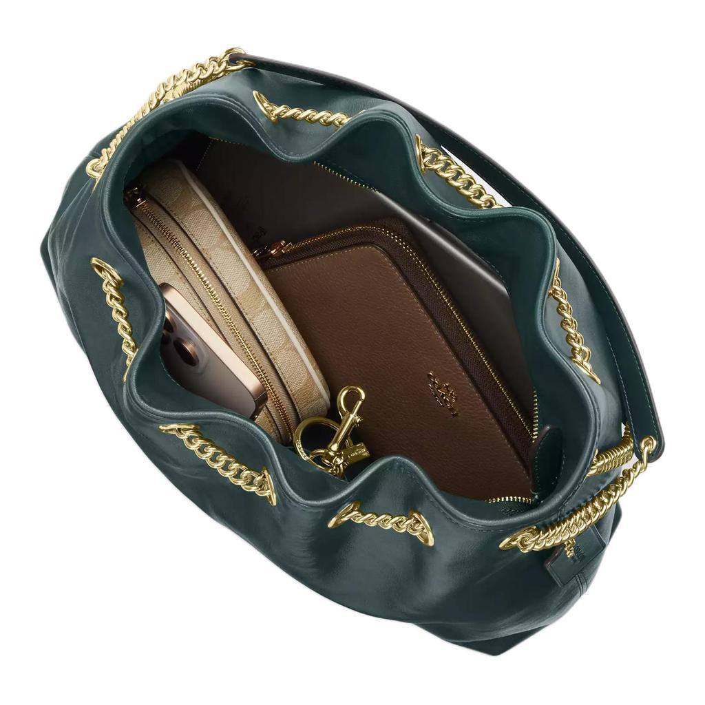 Coach Evelyn 34 Multifunctional Pocket Leather Shoulder Bag Large Women Bags Dark-Blue-Green CCZ79-IMCEH