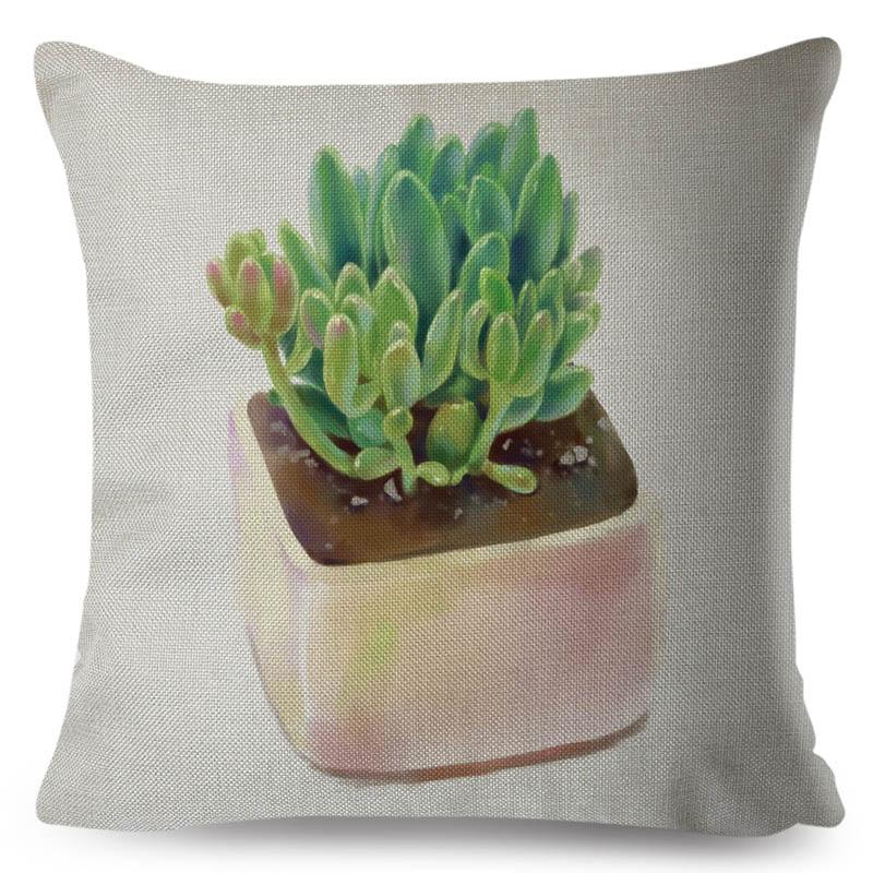 

Nordic Style Watercolor Succulent Plants Pillow Case Polyester 45x45 Decor Cartoon Cactus Cushion Cover for Car Sofa Pillowcase 40x40cm16x16Inch