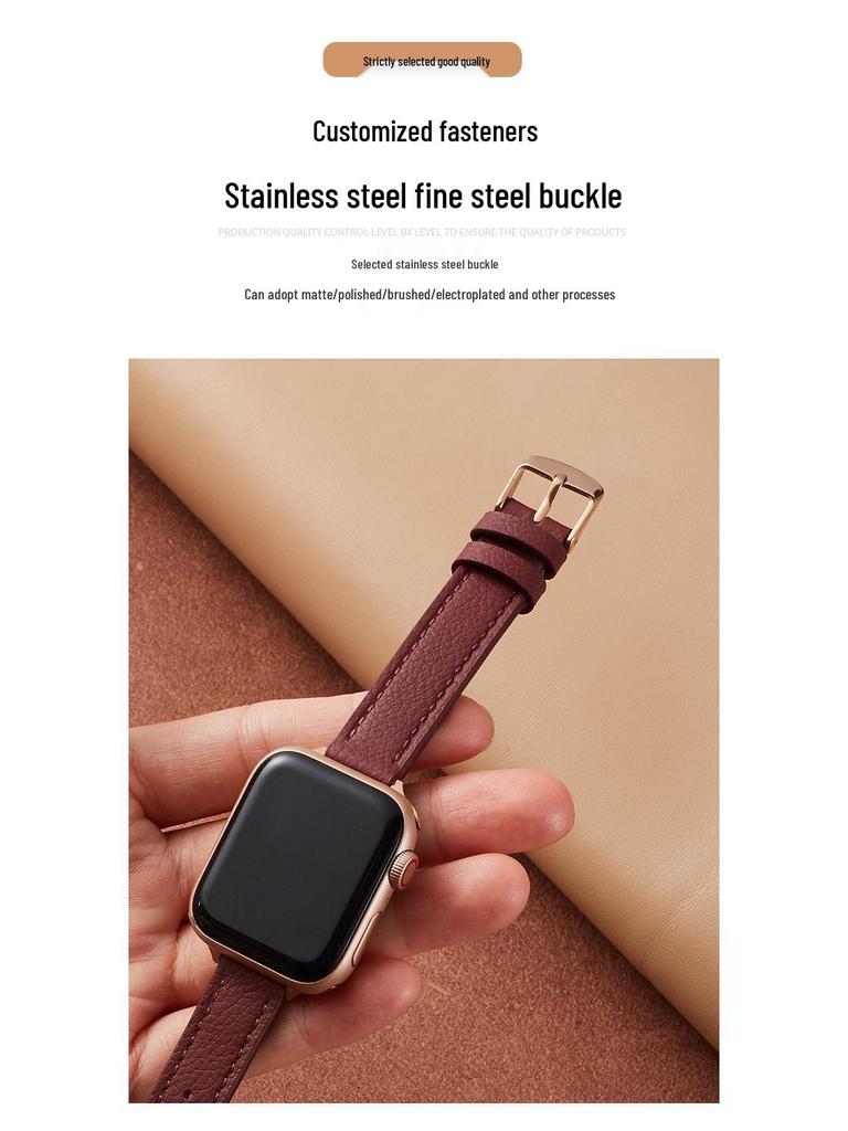 Originální kožený tenký řemínek s vzorem liči pro Apple iWatch