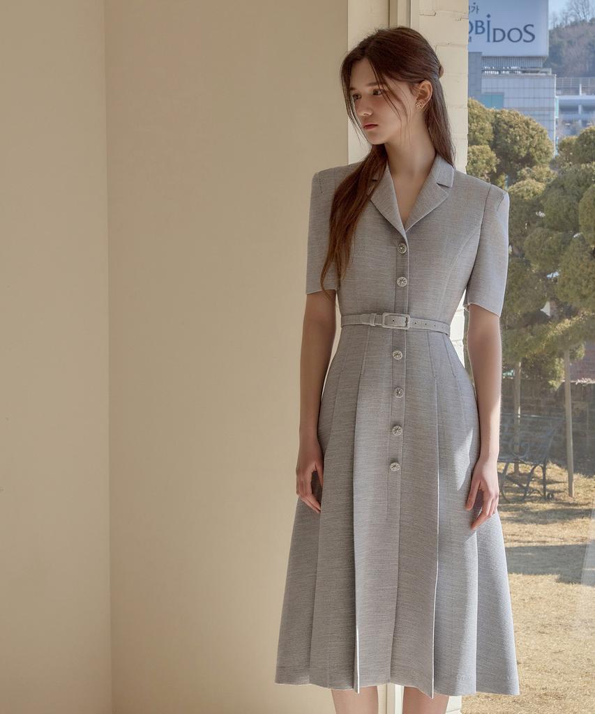 Julie And Kara 26Ss Calla141 Shebigins Giselle Tweed Dress Heather Black