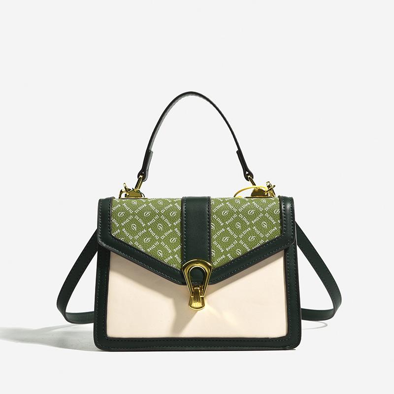 

Корейская версия легкой роскошной модной маленькой квадратной сумки, весенняя новая темпераментная универсальная модель, контрастная цветная женская сумка-мессенджер зелёный