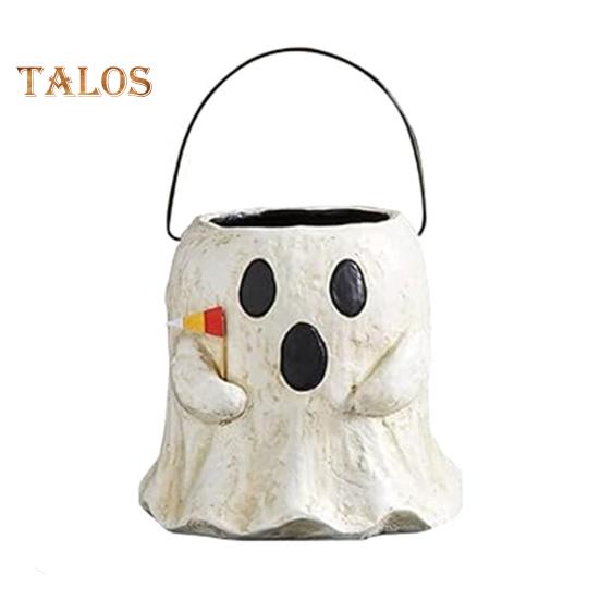 

Ведро для конфет в виде привидения на Хэллоуин, резиновая миска для сладостей на вечеринку в честь Хэллоуина с ручкой, держатель для сладостей на Хэллоуин для домашнего офиса, внутреннего и наружного украшения L