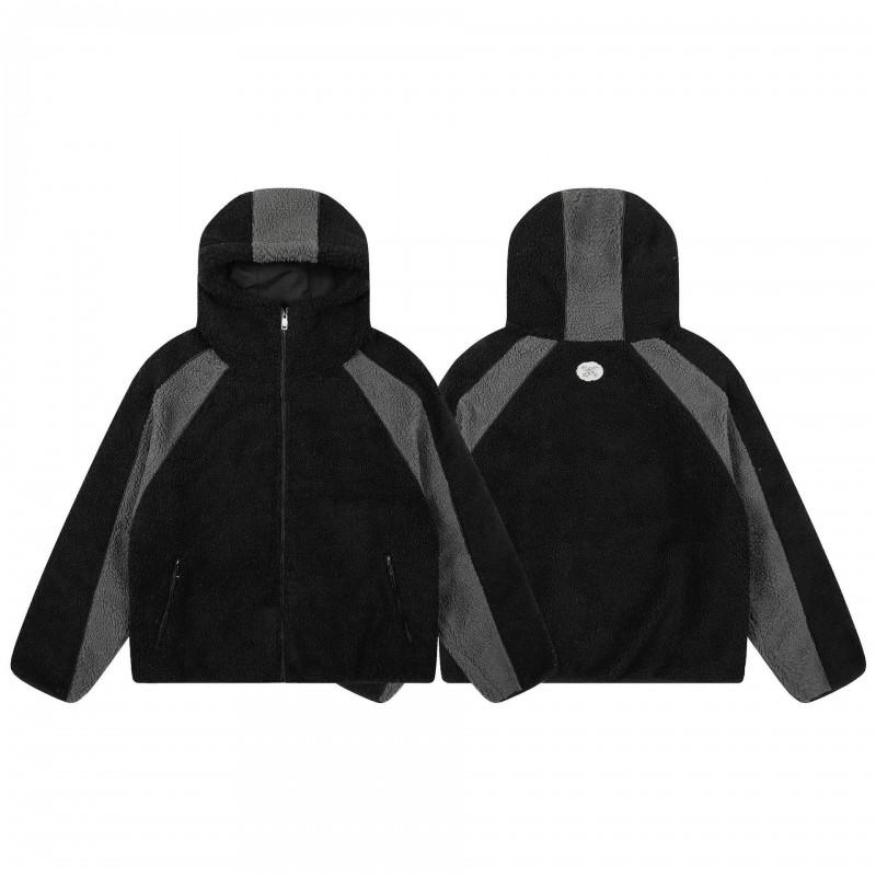 Mertra American Style Color Block Hooded Sweatshirt Zip Up Fleece Lined Jacket Men Women Youth