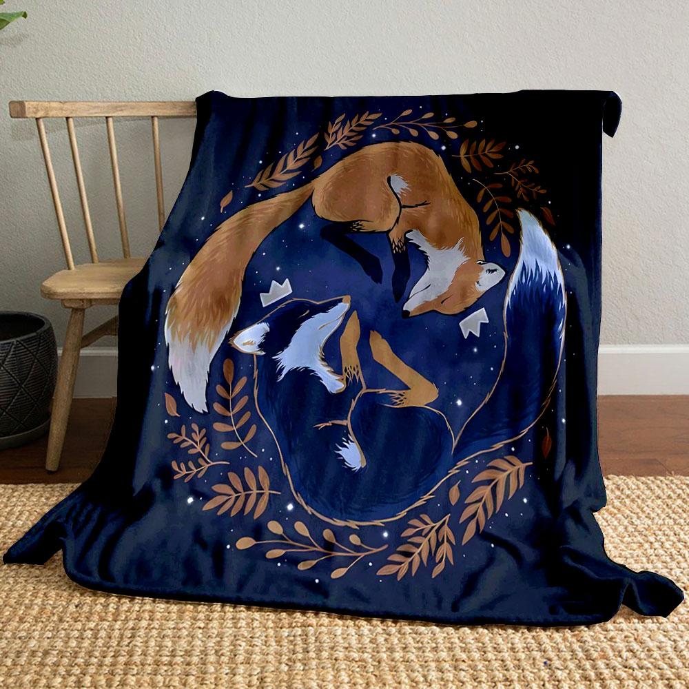Foxes In Harmony Print Blanket Soft and Cozy Perfect for the Living Room Bed Sofa or a Nap,gift