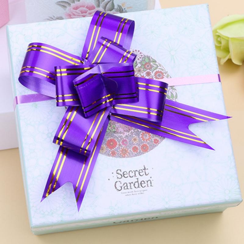 10/20/50/100pcs Gold Edge Hand-drawn Flower Festive Decoration Christmas Gift Binding Small Bow Hand-drawn Flower Ribbon