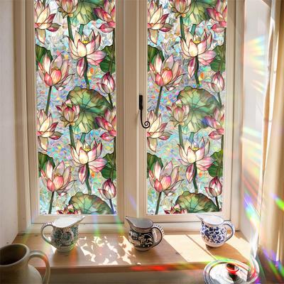 Removable Window Decorative Films Double-sided Stained Glass Film Reusable Sun Blocking Static Cling Stickers For Home Decor