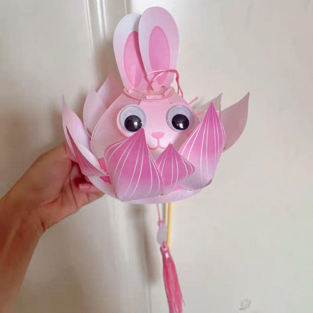 Handmade Mid-Autumn Festival Lantern DIY Glowing Light-Up Bunny Lantern  Hanfu Accessories