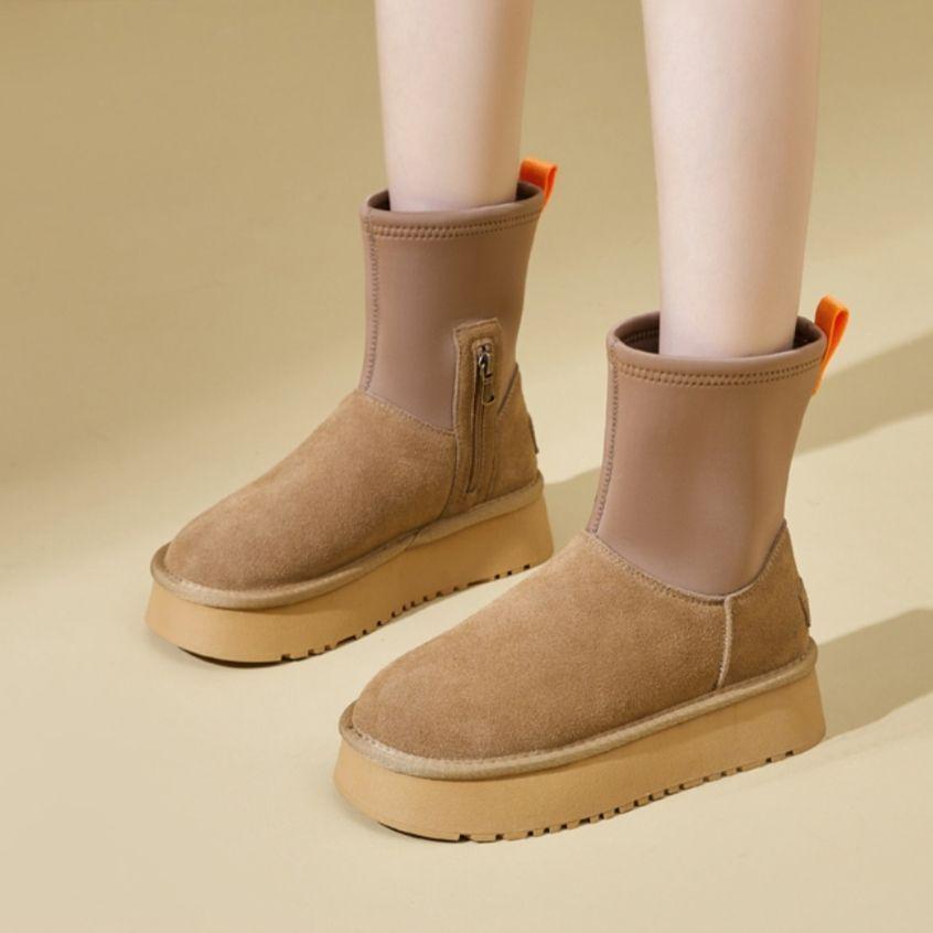 

Snow boots women s autumn and winter new fashionable simple and versatile integrated velvet warm thick-soled non-slip casual cotton shoes 40 чорний