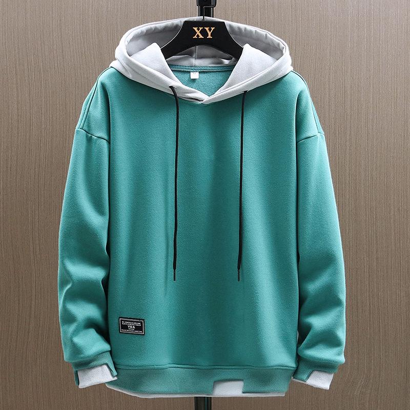 

2026 Men s Korean-Style Hooded Sweatshirt: Loose Casual Two-Piece Streetwear Jacket. 4XL зелений