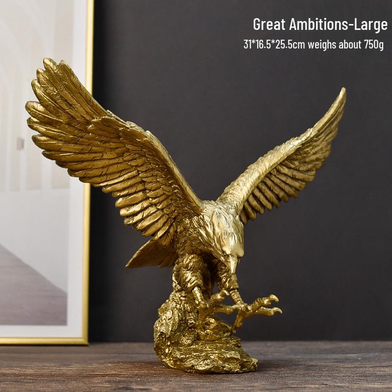 American Grand Exhibition Eagle Resin Figurine - Majestic Male Eagle Decor for Home, Office, or Wine Cabinet.