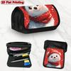 1pc Cute White Bear Design Double Layer Flip Pencil Case - 2D Printing, Large Capacity Zipper Closure, Suitable for Schools, Offices, And Travel, Idea
