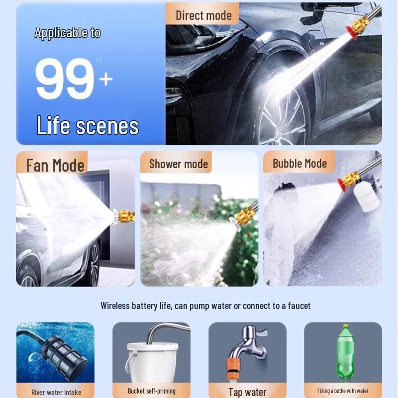 Huo Ge Cordless Lithium Portable High-Pressure Car Wash Gun CN Plug (adapter Included)