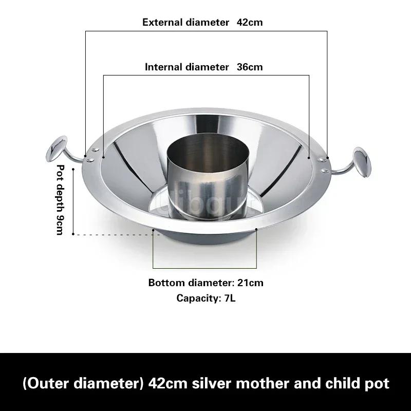 Thickened 304 Stainless Steel Hotpot Cauldron Commercial Three-layer Steel Hotpot Flat Bottomed Induction Cooker Hotpot