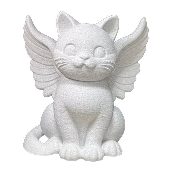 3D Printed Angel Cat Sculpture Cute Cat Figurine