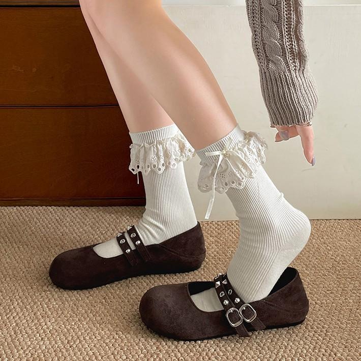 Queen Fan retro versatile flat-bottomed shallow mouth single shoes women's 2025 new autumn skirt soft-soled Mary Jane shoes