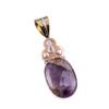 Natural Tiffany Stone 925 Solid Sterling Silver Gift TwoTone Pendant 1.75" D7B10