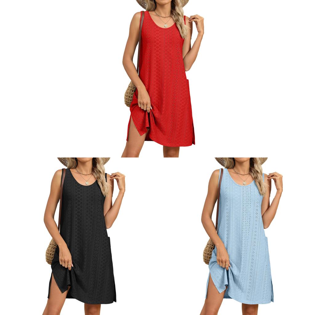 Womens Summer Dress With Pockets In Knit Fabric For Casual Office Wear