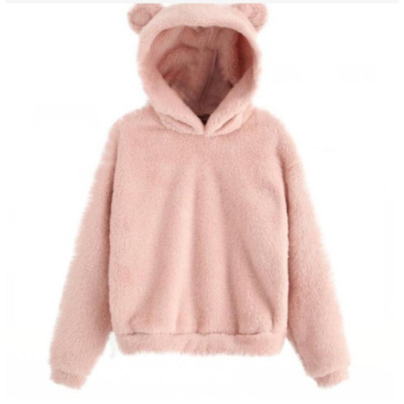 Autumn and winter new fluffy rabbit ears hooded warm sweater sweater