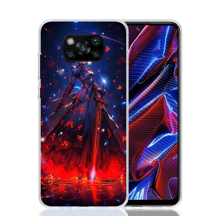 Fate Zero Stay Night Saber Phone Case For Xiaomi Poco X7 X6 X5 Pro F7 Ultra Redmi 15C 15 13 13C 12 12C 10 10A 10C 9 9A 9C 9T Cov