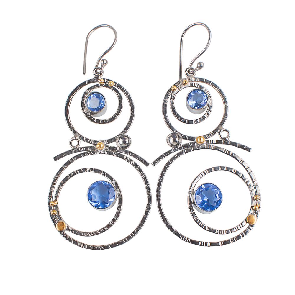 Tanzanite Gemstone 925 Sterling Silver Jewelry Handmade Bohemian Earrings 2.86" EE-76-13