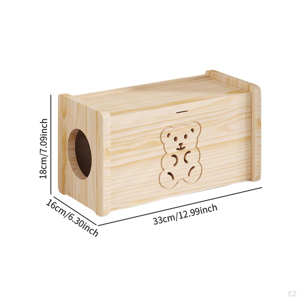 Cable Management Box for Home and Office 12.99x6.3x7.09" Dustproof Wooden Cord Organizer