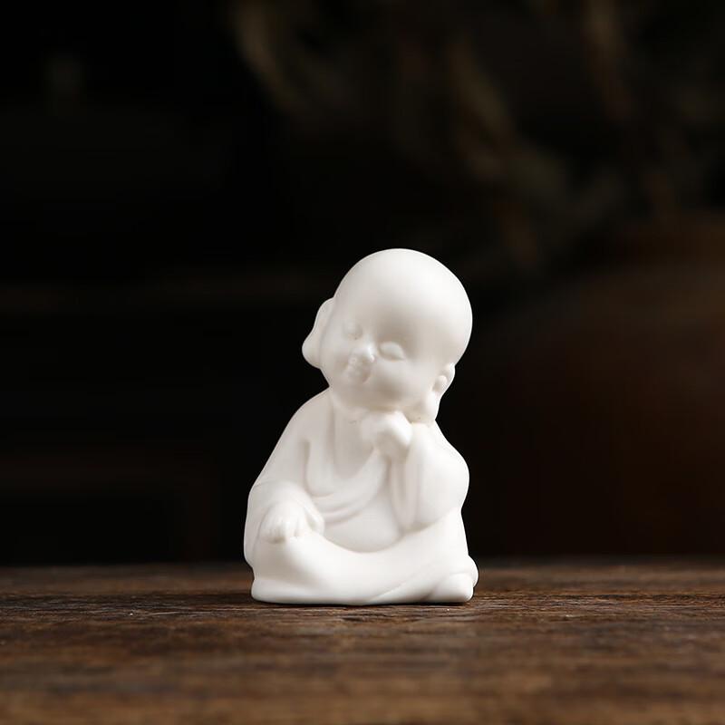 Handmade Zen Little Monk White Porcelain Tea Pet