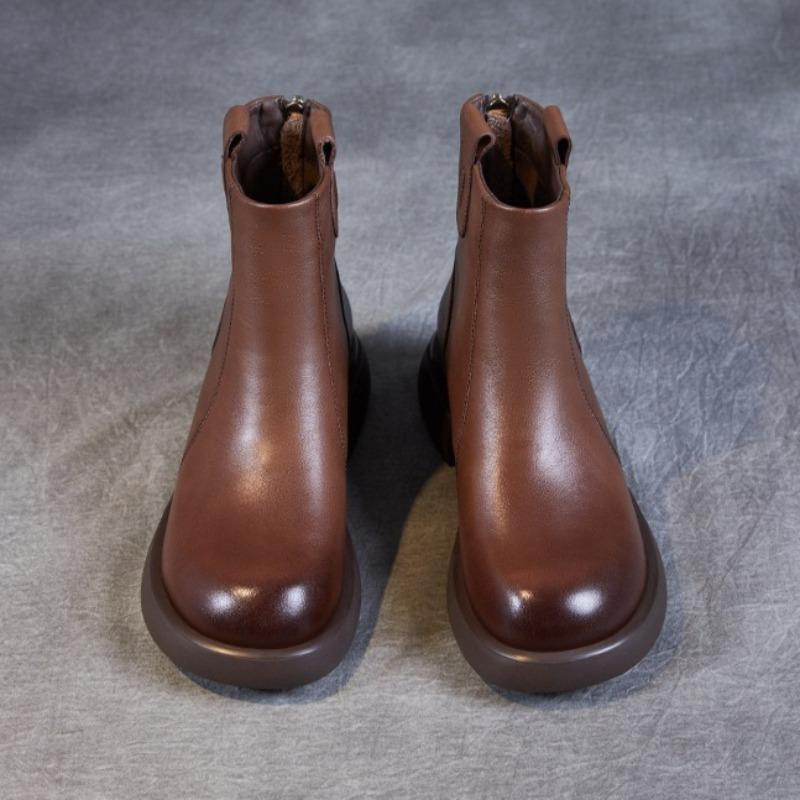 British Style Retro Genuine Leather Soft-soled Zipper Boots Cowhide Chelsea Fashion Ankle Boots