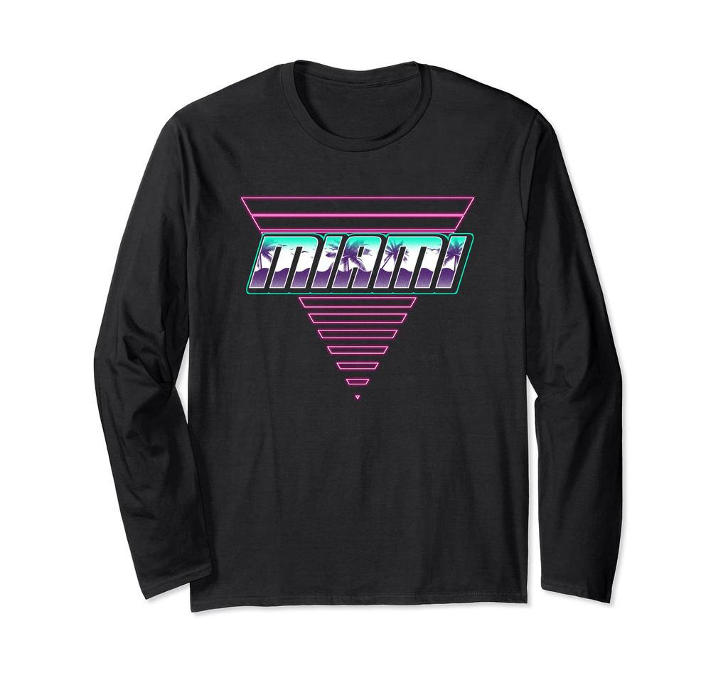 Retro Miami Men Women Kids Novelty Beach Summer Miami Long Sleeve T-Shirt
